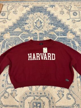 Harvard Cropped Crewneck Sweater - Maroon